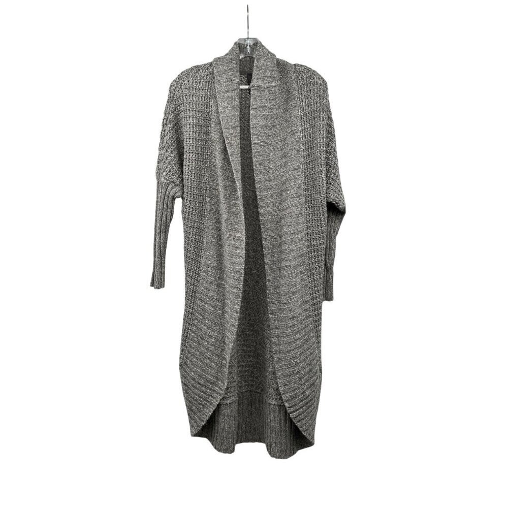 Quinn Womens Loose Knit Cardigan Duster Open Front Gray/White Size PS